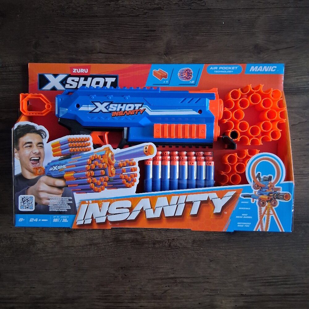 XSHOT Insanity Manic Blaster (24 Darts) by ZURU